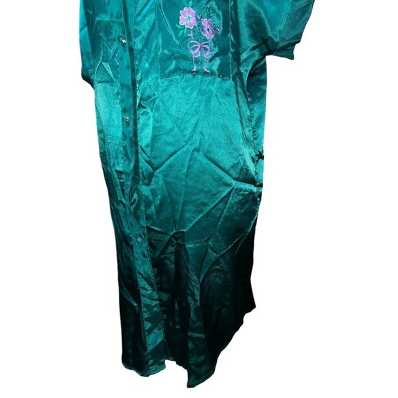 Vintage Inhibitions Satin Embroidered 80's Button Front Sz Medium Nightgown - Picture 11 of 16